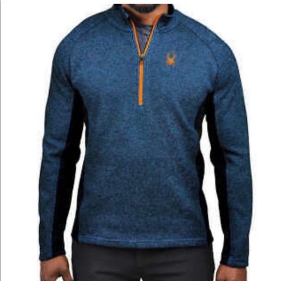 Spyder Other - Spyder-Outboard Half Zip Textured Pull over Sweater Electric Blue and Black  XL